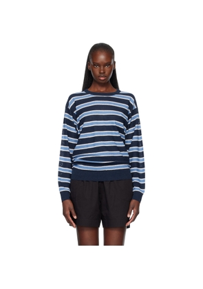 Nothing Written Blue Stripe Round Pullover Sweater