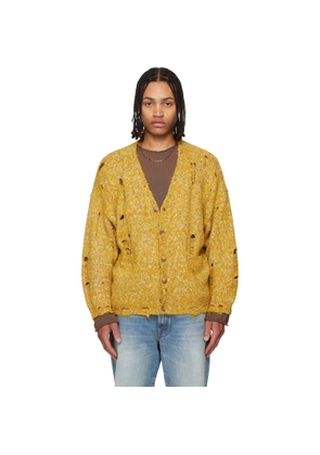 R13 Yellow Distressed Oversized Cardigan