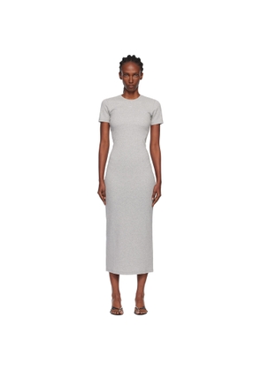 Marine Serre Gray Moon Logo Ribbed Jersey Tube Maxi Dress