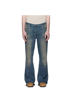 COÛT DE LA LIBERTÉ Blue Jimmy Twill Yarn Dye Flare Leg Jeans