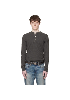 RRL Gray Waffle-Knit Henley