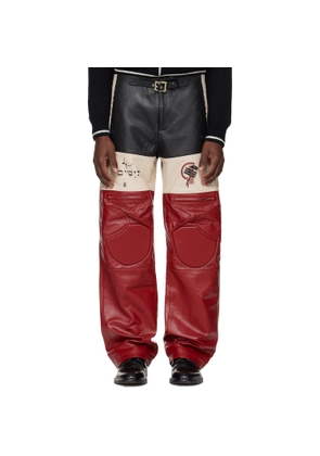 Enfants Riches Déprimés Red & Taupe Tripping Light Moto Leather Pants