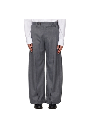 NULLUS Gray Accordion Pleats Tailored Trousers