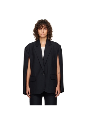 Pushbutton Navy Open Back Cape Blazer