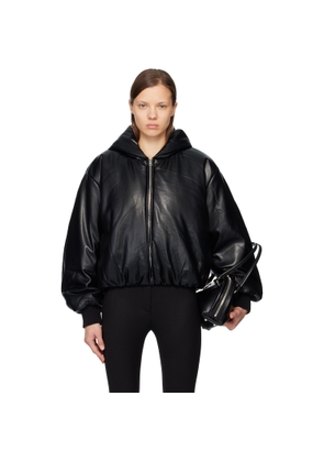 Acne Studios Black Hooded Faux-Leather Jacket