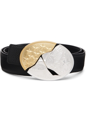 NULLUS Black Cracked Vintage Heroism Buckle Belt