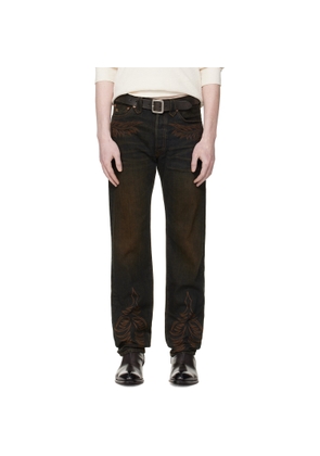 RRL Navy Western Straight Leg Jeans
