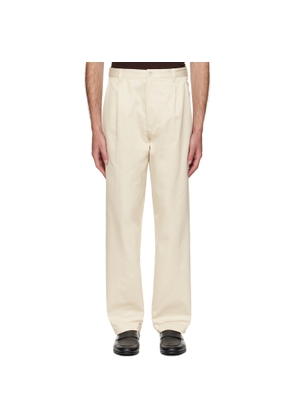 BOSS Off-White Relaxed-Fit Cropped Trousers