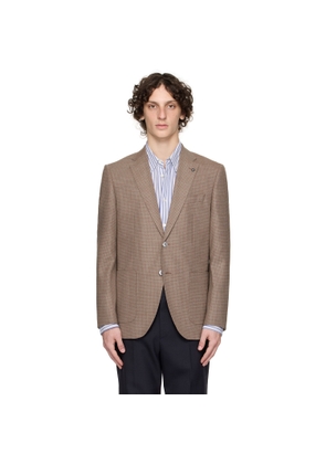 BOSS Brown Regular-Fit Patterned Wool Blend Blazer