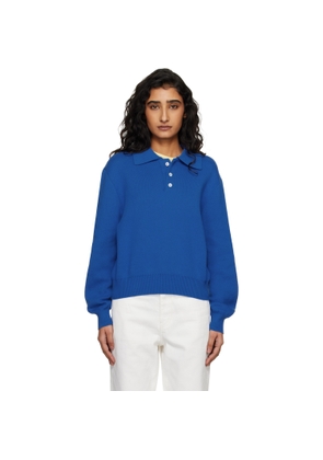 Dunst Blue Cashmere Collared Sweater Polo