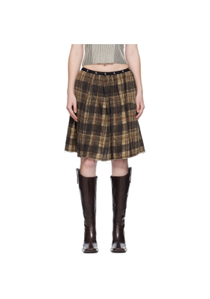 R13 Brown Knee-Length Kilt Reversible Midi Skirt
