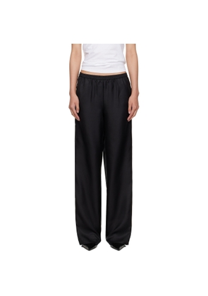 Loulou de Saison Black Alera Wide-Leg Silk Trousers