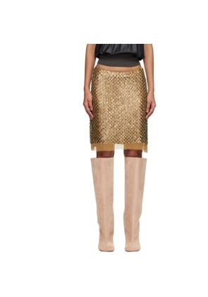 Edward Cuming Gold Hand Embroidered Sequin Midi Skirt