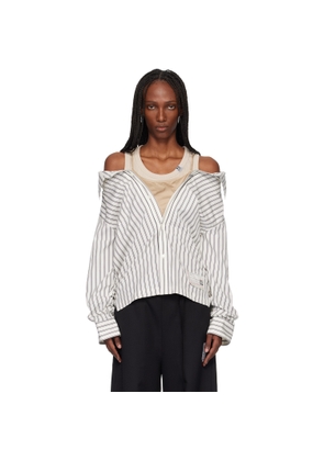 Maison MIHARA YASUHIRO Off-White & Beige Triple Layered Stripe Shirt