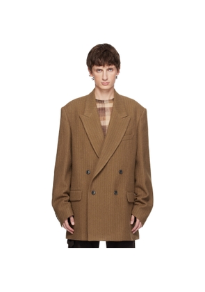 Dries Van Noten Tan Pinstripe Blazer