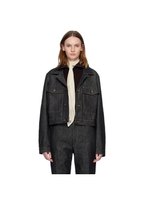 LEMAIRE Navy Cropped Blouson Denim Jacket
