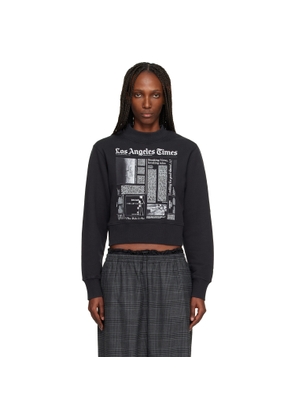 Palm Angels Black LA Times Edition News Fitted Crew Sweatshirt