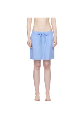 Tekla Blue Poplin Pyjama Shorts