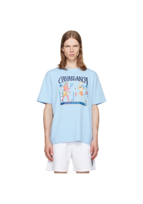 Casablanca Blue Egyptian Tennis Match Short Sleeve T‐shirt