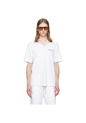 Casablanca White Laurel Pique Short Sleeve Polo