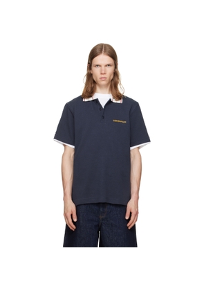 Casablanca Navy Laurel Pique Short Sleeve Polo