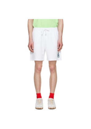 Casablanca White Hotel Emblem Embroidery Patch Sweat Shorts