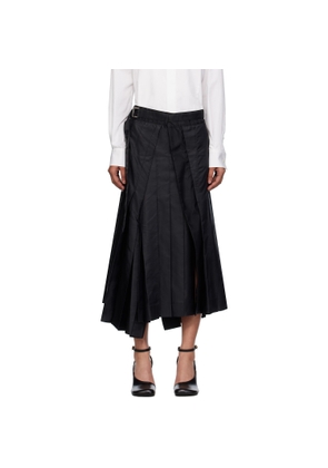 sacai Black Nylon Twill Mix Midi Skirt