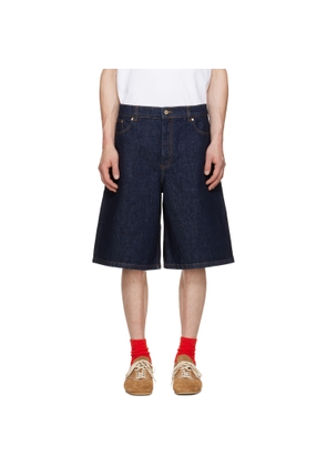 Casablanca Blue Wide-Leg Denim Shorts