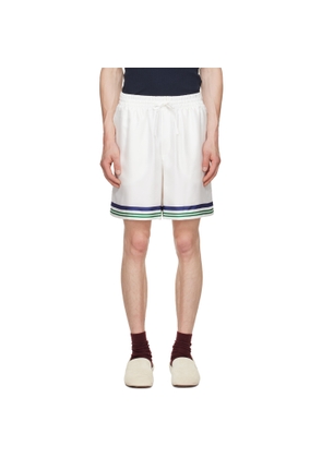 Casablanca White Hotel Emblem Silk Shorts
