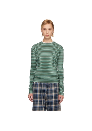 ERL Green Striped Long Sleeved T-shirt