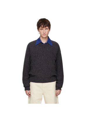 LEMAIRE Black Boxy V Neck Sweater