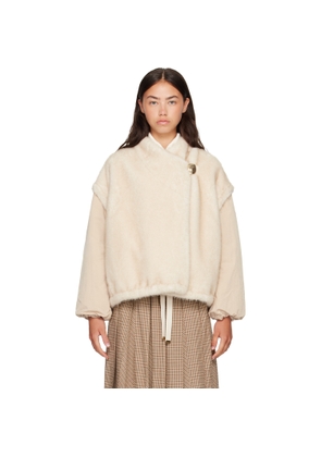 Moncler Off-White Chardonneret Faux-Fur Jacket