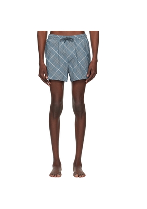 Burberry Navy Check Swim Shorts