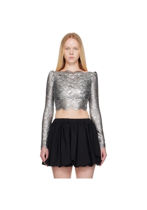 Rabanne Silver Cropped Lace Top