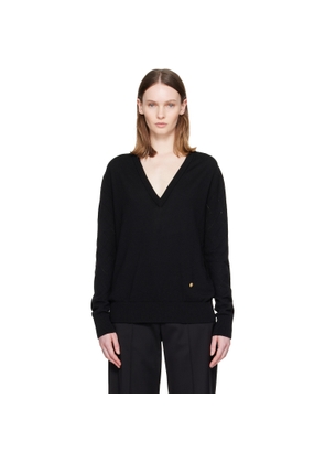 BALMAIN Black V-Neck Light Sweater