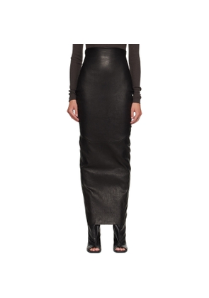 Rick Owens Black Tower Dirt Pillar Leather Maxi Skirt