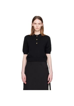 BALMAIN Black 3-Button Wool Polo