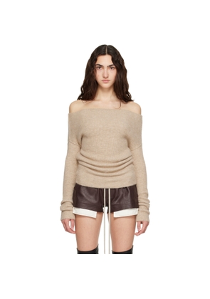 Rick Owens Beige Tower LS Cowl Sweater