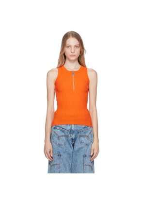 Moschino Jeans Orange Half-Zip Tank Top