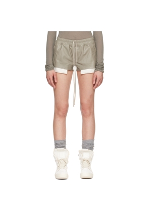 Rick Owens Taupe Tower Fog Boxer Leather Shorts