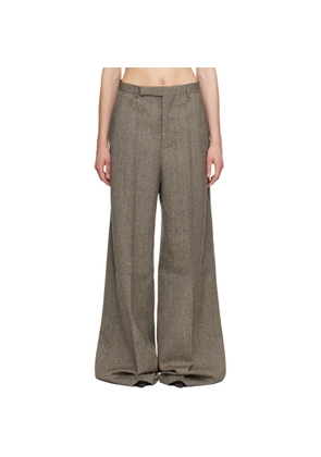Rick Owens Beige Tower Wide Tailored Trousers