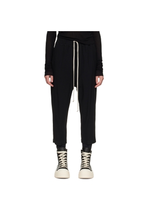 Rick Owens Black Drawstring Astaires Cropped Trousers