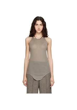 Rick Owens Taupe Tower Basic Rib Tank Top
