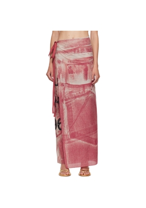 Acne Studios Pink Thin Printed Scarf