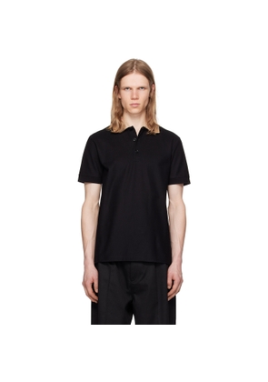 Burberry Black Check Collar Cotton Polo