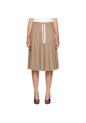 Moncler Beige Viscose & Wool Stretch Microcheck Midi Skirt