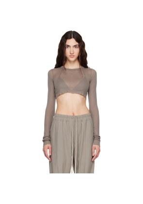 Rick Owens Taupe Tower LS Crop T-shirt