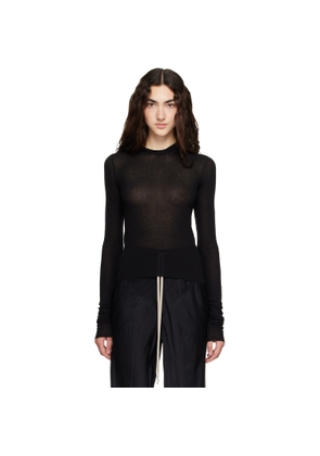Rick Owens Black Tower Cropped Rib LS Hoodie