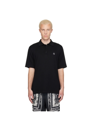 BALMAIN Black Embroidered Cotton Polo