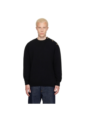 BALMAIN Black Buttoned Eco-Cashmere Knit Sweater